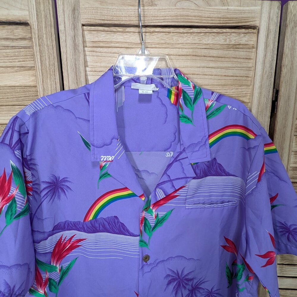 Casual Wear Made in Hawaii Hawaiian Shirt Rainbow and Palm Tree Design XL - Picture 4 of 11